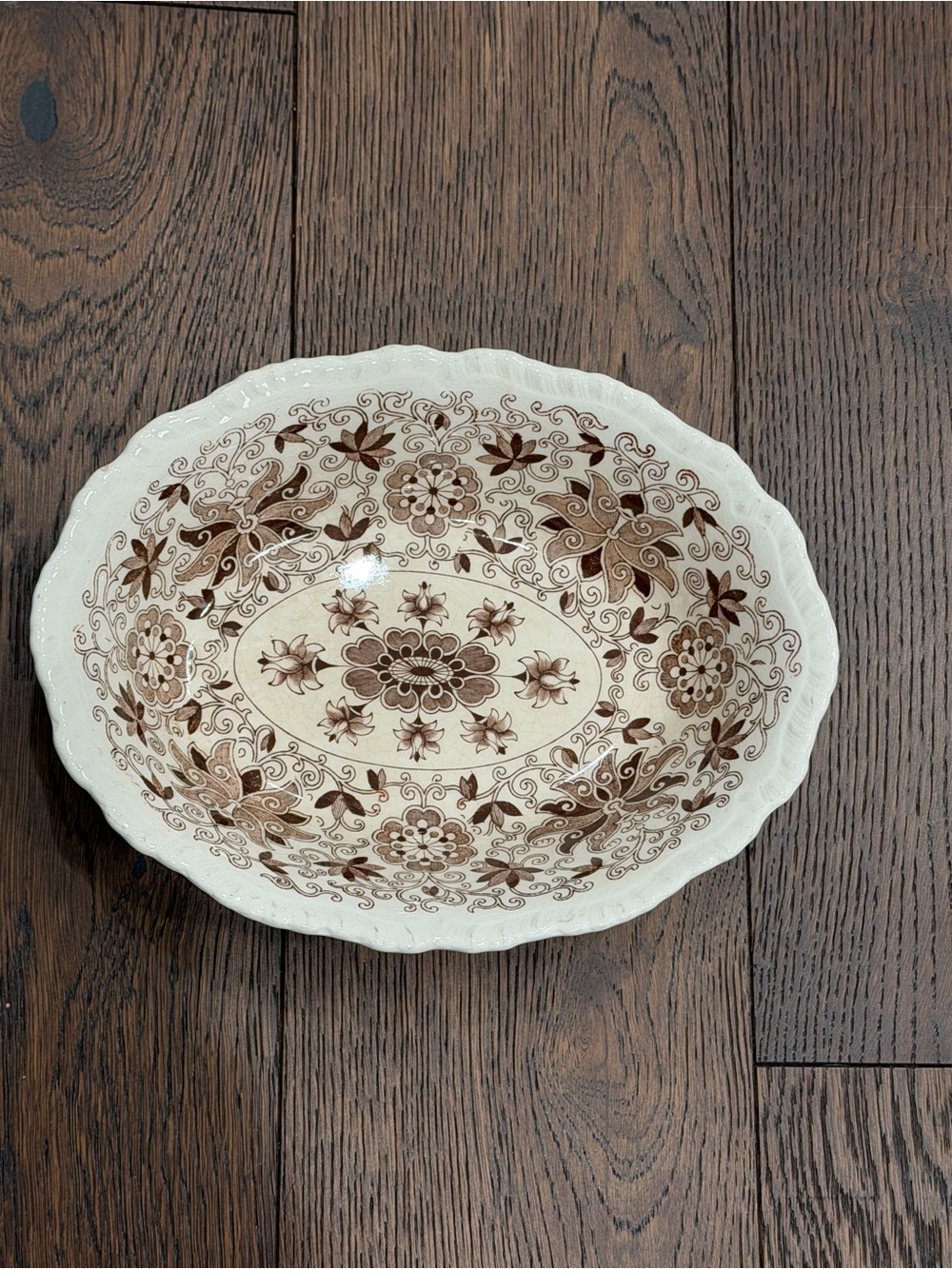 Vintage masons bow bells brown ironstone transferware vegetable bowl